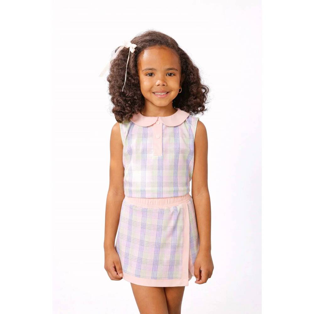 NEW COURTSIDE KIDS girly tank top in spring gingham